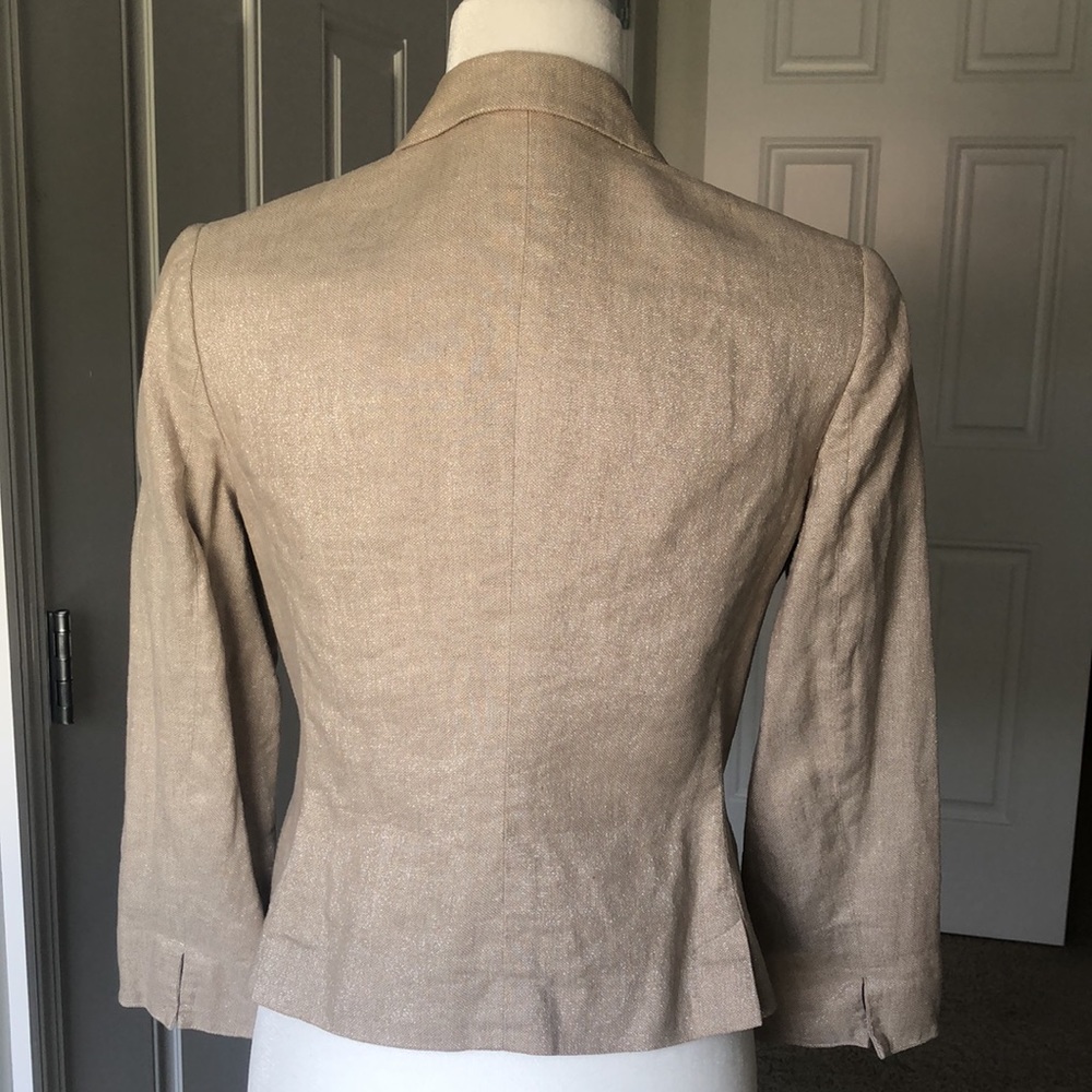 TALBOTS Women’s beige/gold metallic blazer - Picture 4 of 8